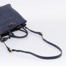 Miu Miu Matelasse Hand Bag Leather 2way Blue Gold Tone Auth 207315V-8