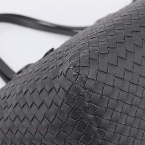 Bottega Veneta INTRECCIATO Shoulder Bag Leather Black Auth 207317SAV