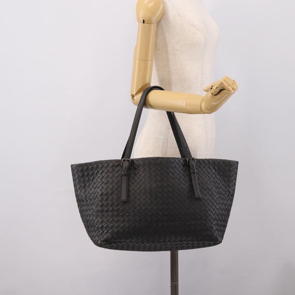 Bottega Veneta INTRECCIATO Shoulder Bag Leather Black Auth 207317SAV