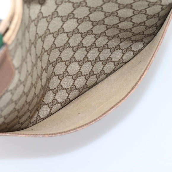 GUCCI GG Supreme Web Sherry Line Tote Bag PVC Beige Gold 39 02 003 Auth 207322