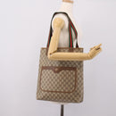 GUCCI GG Supreme Web Sherry Line Tote Bag PVC Beige Gold 39 02 003 Auth 207322-23