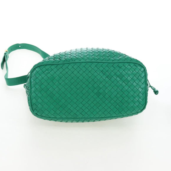 Bottega Veneta INTRECCIATO Shoulder Bag Leather Green Gold Tone Auth 207324V