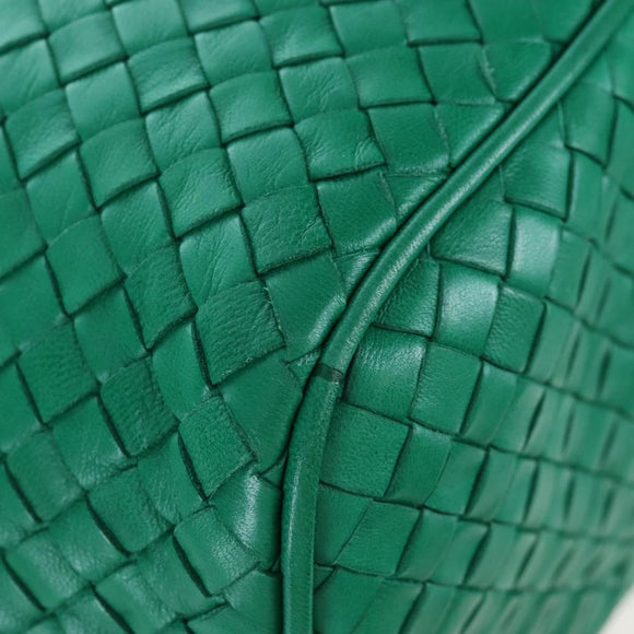 Bottega Veneta INTRECCIATO Shoulder Bag Leather Green Gold Tone Auth 207324V