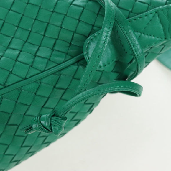 Bottega Veneta INTRECCIATO Shoulder Bag Leather Green Gold Tone Auth 207324V