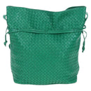 Bottega Veneta INTRECCIATO Shoulder Bag Leather Green Gold Tone Auth 207324V-2