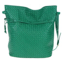 Bottega Veneta INTRECCIATO Shoulder Bag Leather Green Gold Tone Auth 207324V-3
