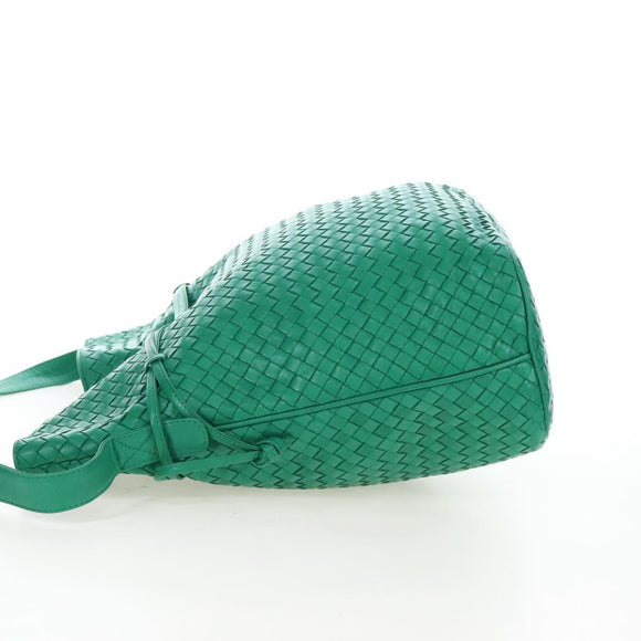 Bottega Veneta INTRECCIATO Shoulder Bag Leather Green Gold Tone Auth 207324V