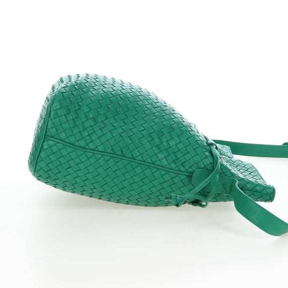 Bottega Veneta INTRECCIATO Shoulder Bag Leather Green Gold Tone Auth 207324V