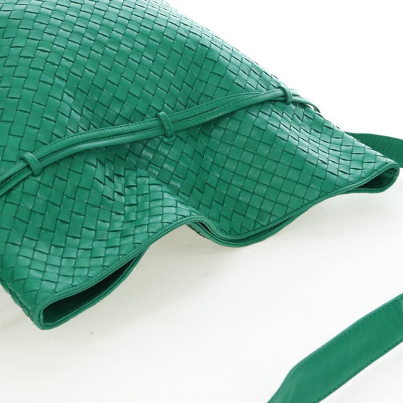 Bottega Veneta INTRECCIATO Shoulder Bag Leather Green Gold Tone Auth 207324V
