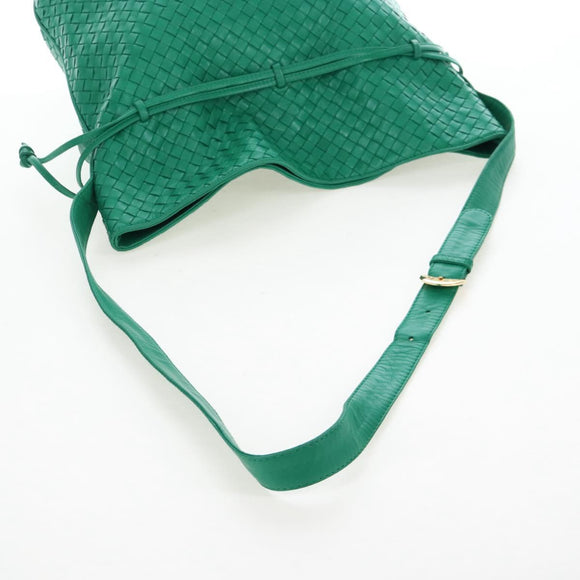 Bottega Veneta INTRECCIATO Shoulder Bag Leather Green Gold Tone Auth 207324V