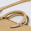 Miu Miu Hand Bag Leather 2way Beige Gold Tone Auth 207325-10