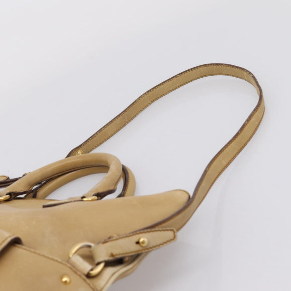 Miu Miu Hand Bag Leather 2way Beige Gold Tone Auth 207325