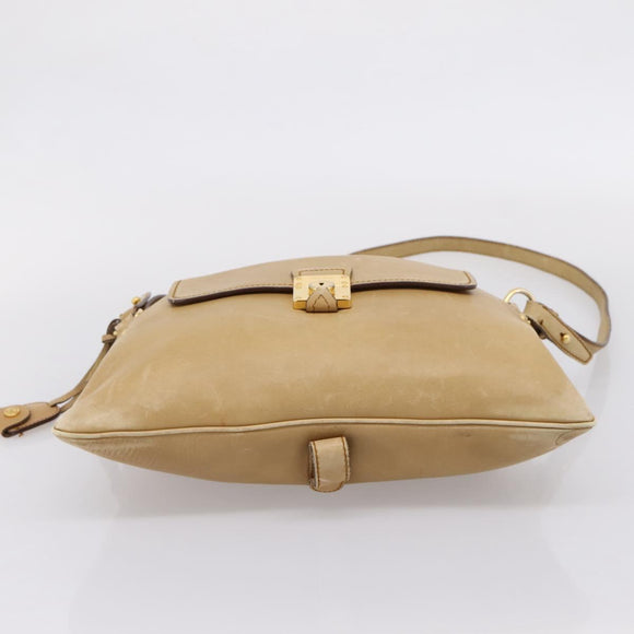 Miu Miu Hand Bag Leather 2way Beige Gold Tone Auth 207325