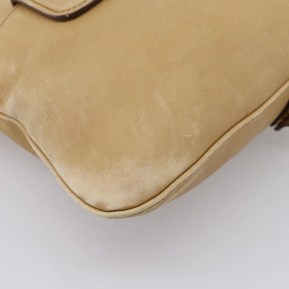 Miu Miu Hand Bag Leather 2way Beige Gold Tone Auth 207325