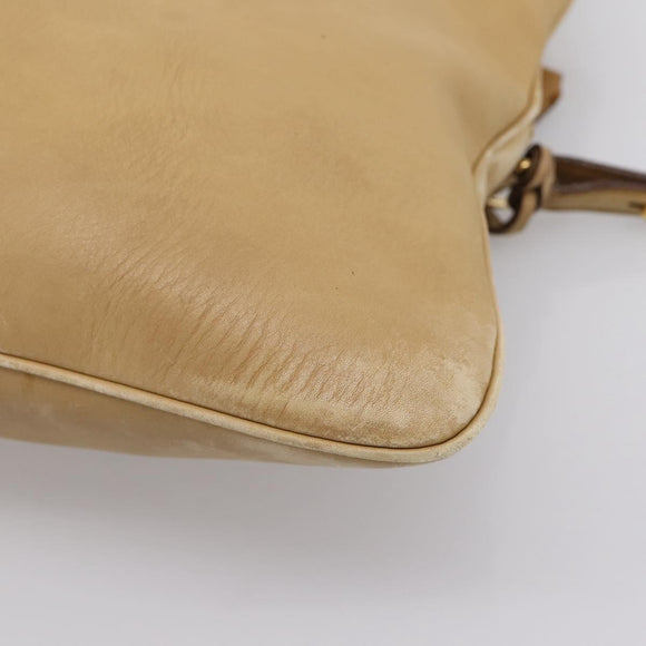 Miu Miu Hand Bag Leather 2way Beige Gold Tone Auth 207325