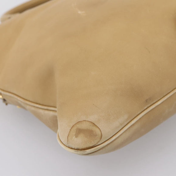 Miu Miu Hand Bag Leather 2way Beige Gold Tone Auth 207325
