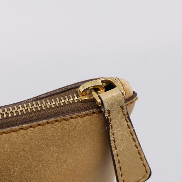 Miu Miu Hand Bag Leather 2way Beige Gold Tone Auth 207325
