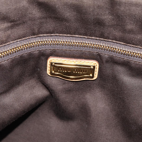Miu Miu Hand Bag Leather 2way Beige Gold Tone Auth 207325