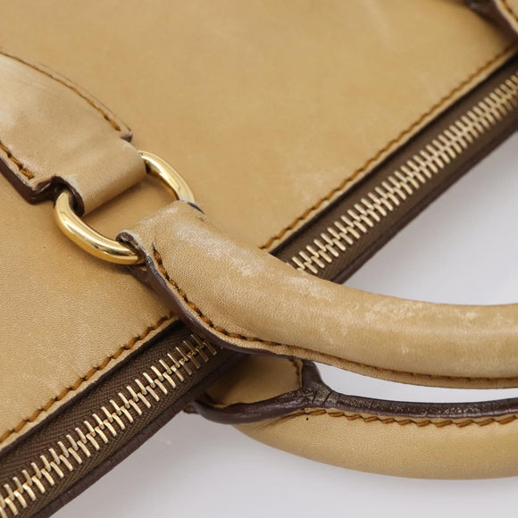 Miu Miu Hand Bag Leather 2way Beige Gold Tone Auth 207325