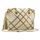 Bally Chain Shoulder Bag Leather Gold Auth 207326-1