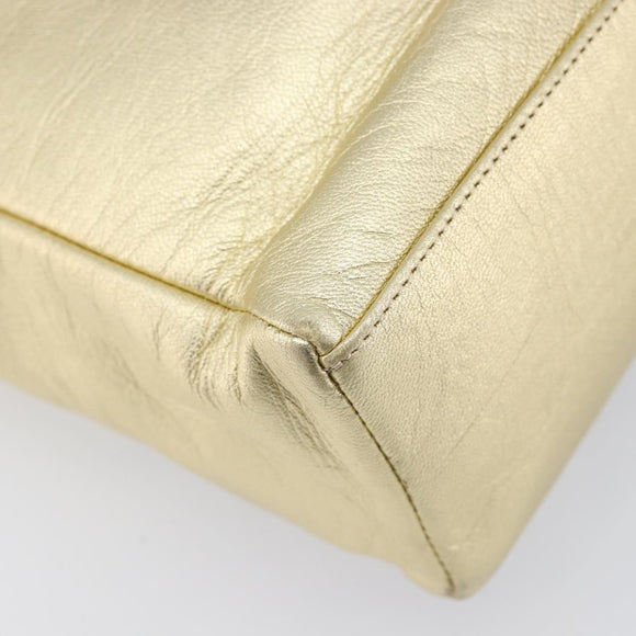 Bally Chain Shoulder Bag Leather Gold Auth 207326