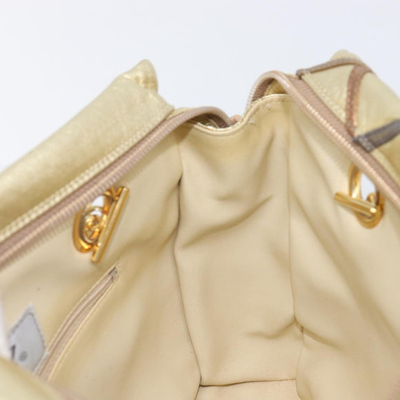 Bally Chain Shoulder Bag Leather Gold Auth 207326