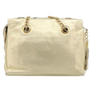 Bally Chain Shoulder Bag Leather Gold Auth 207326-2