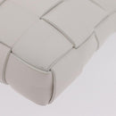Bottega Veneta MAXI INTRECCIATO Clutch Bag Leather White Gold Auth 207327M-14