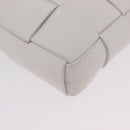 Bottega Veneta MAXI INTRECCIATO Clutch Bag Leather White Gold Auth 207327M-15