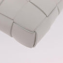 Bottega Veneta MAXI INTRECCIATO Clutch Bag Leather White Gold Auth 207327M-16