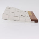Bottega Veneta MAXI INTRECCIATO Clutch Bag Leather White Gold Auth 207327M-3