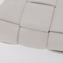 Bottega Veneta MAXI INTRECCIATO Clutch Bag Leather White Gold Auth 207327M-4