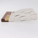 Bottega Veneta MAXI INTRECCIATO Clutch Bag Leather White Gold Auth 207327M-5