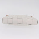 Bottega Veneta MAXI INTRECCIATO Clutch Bag Leather White Gold Auth 207327M-7