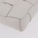 Bottega Veneta MAXI INTRECCIATO Clutch Bag Leather White Gold Auth 207327M-8