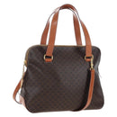 CELINE Macadam Hand Bag PVC 2way Brown Gold Tone Auth 207348V-1