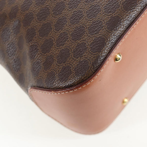 CELINE Macadam Hand Bag PVC 2way Brown Gold Tone Auth 207348V