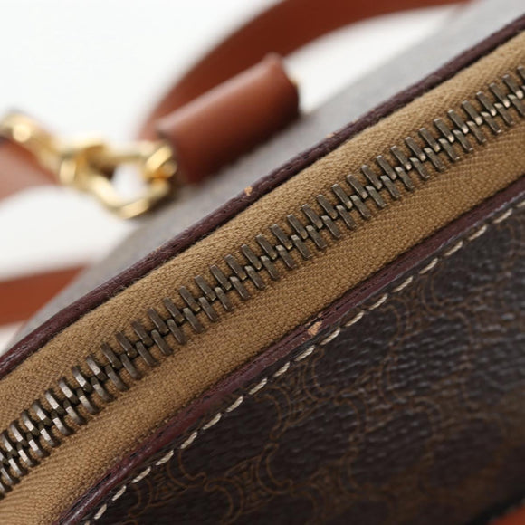CELINE Macadam Hand Bag PVC 2way Brown Gold Tone Auth 207348V