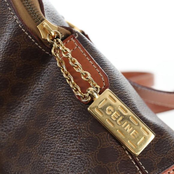 CELINE Macadam Hand Bag PVC 2way Brown Gold Tone Auth 207348V