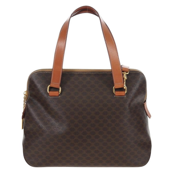 CELINE Macadam Hand Bag PVC 2way Brown Gold Tone Auth 207348V