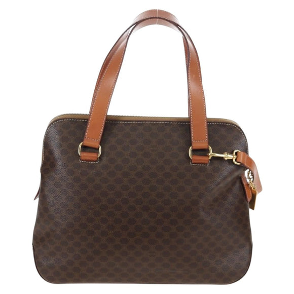 CELINE Macadam Hand Bag PVC 2way Brown Gold Tone Auth 207348V