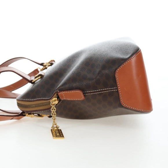 CELINE Macadam Hand Bag PVC 2way Brown Gold Tone Auth 207348V