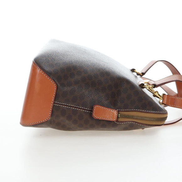 CELINE Macadam Hand Bag PVC 2way Brown Gold Tone Auth 207348V