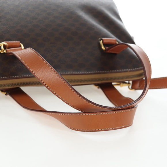 CELINE Macadam Hand Bag PVC 2way Brown Gold Tone Auth 207348V