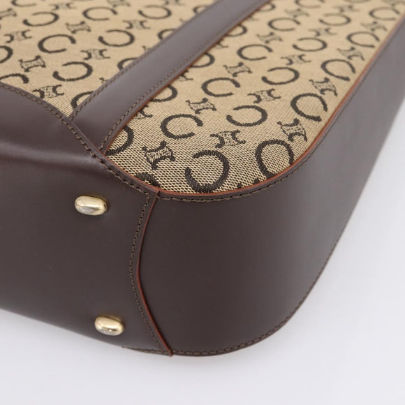 CELINE C Macadam Tote Bag Canvas Beige Gold Tone Auth 207349A