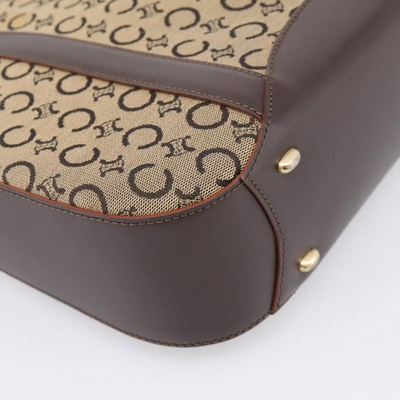 CELINE C Macadam Tote Bag Canvas Beige Gold Tone Auth 207349A