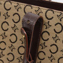 CELINE C Macadam Tote Bag Canvas Beige Gold Tone Auth 207349A-17