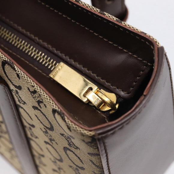 CELINE C Macadam Tote Bag Canvas Beige Gold Tone Auth 207349A