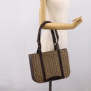 CELINE C Macadam Tote Bag Canvas Beige Gold Tone Auth 207349A-26