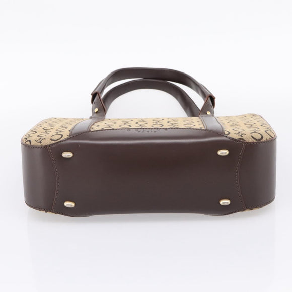 CELINE C Macadam Tote Bag Canvas Beige Gold Tone Auth 207349A